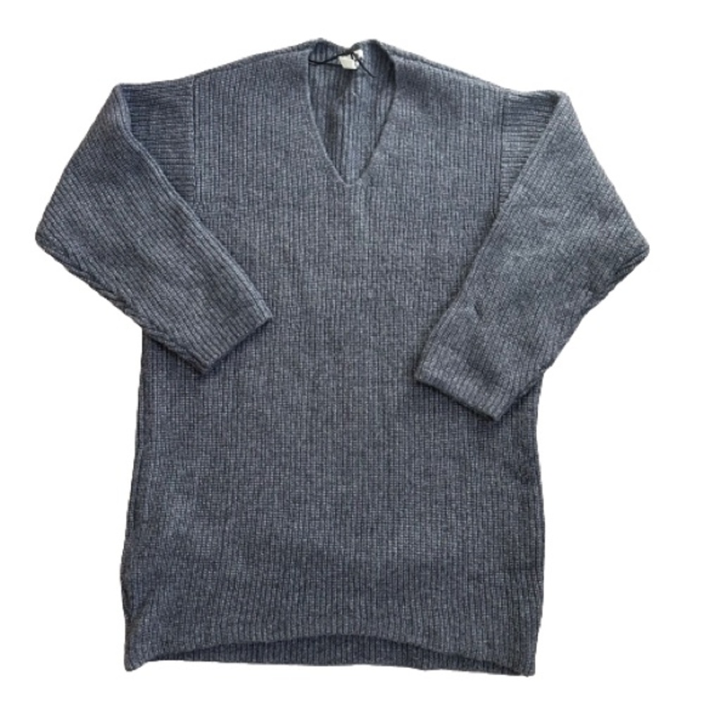 H&M Wool Blend Gray Oversized Tunic Sweater with V-neck S